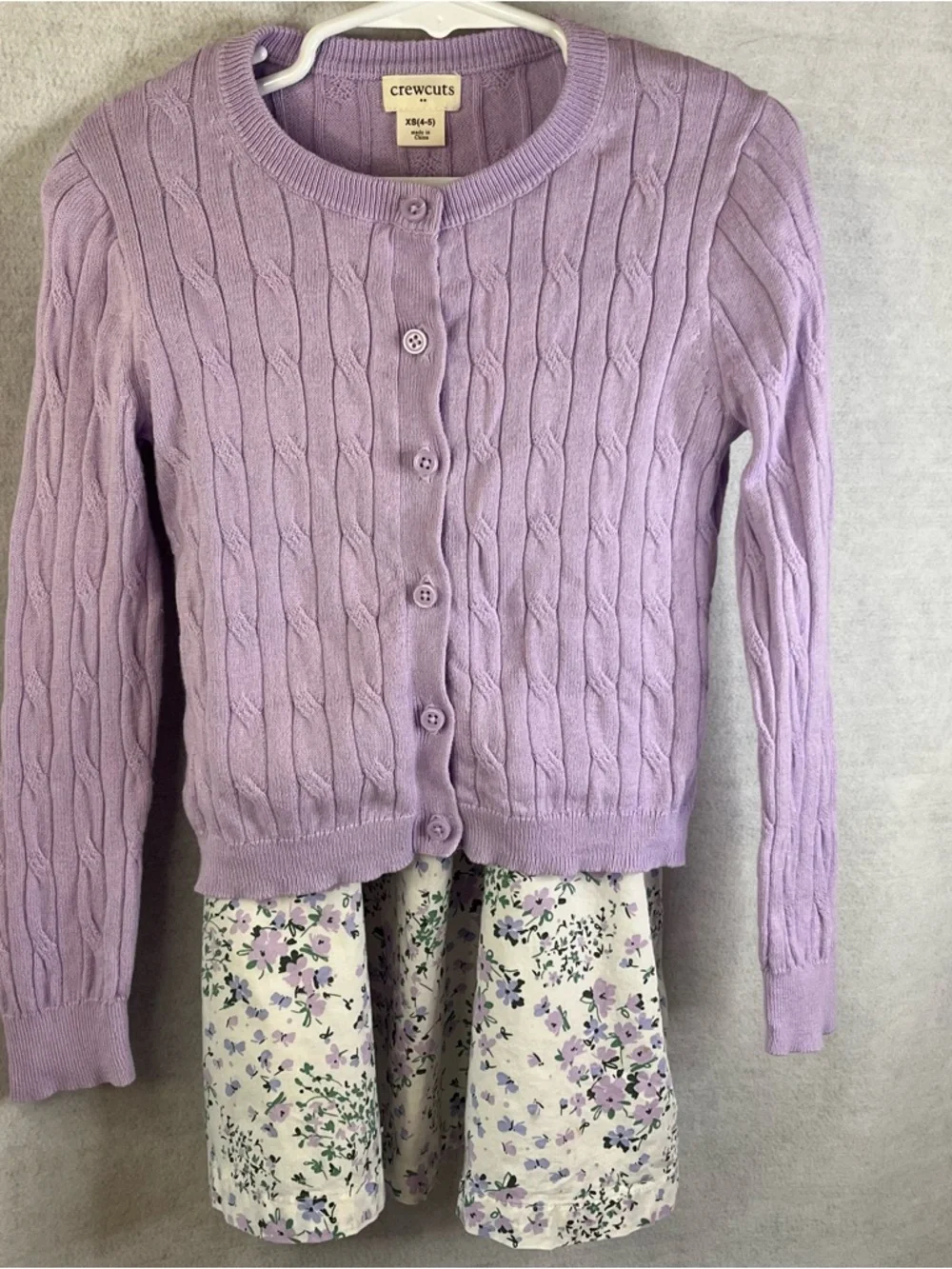 Crewcuts‎ Girls 2 Piece Set Floral Dress And Cable Knit Cardigan Sz 3-4 Years